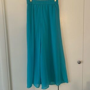 Wide leg sheer overlay elastic waistline pants S